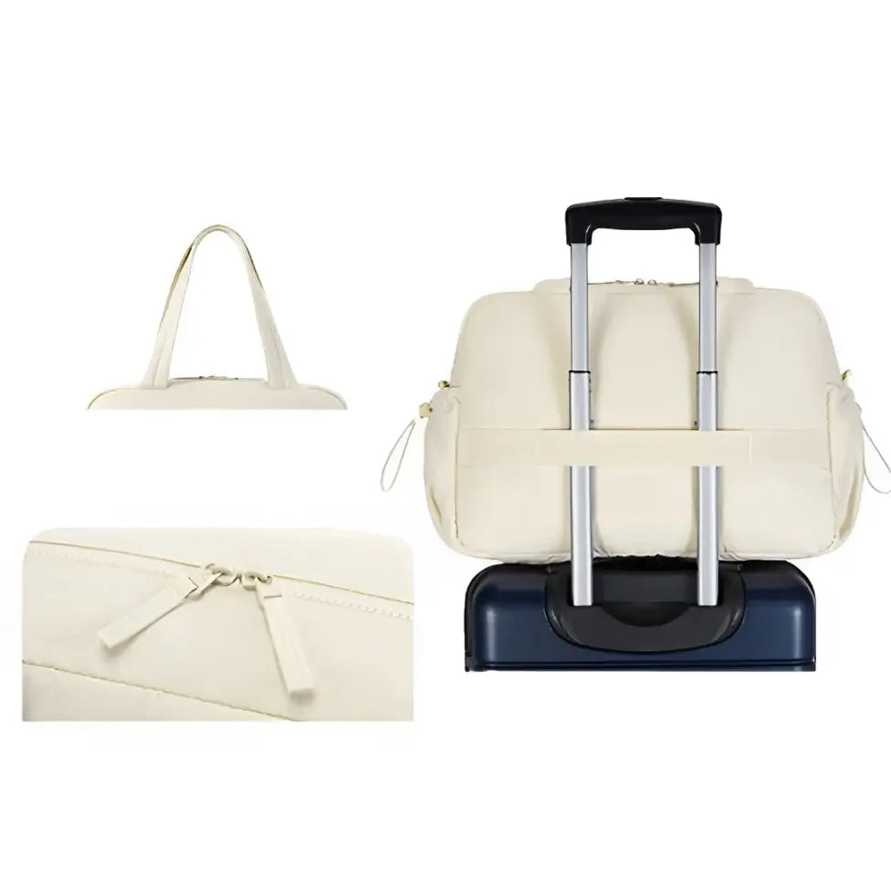 Sac à main d’école crème avec fente pour poignée, parfait pour transporter vos affaires