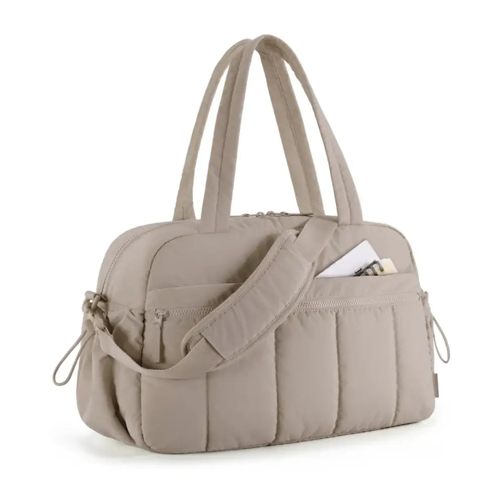 Sac à main d’école beige en quilting, idéal pour la main d’école et sorties