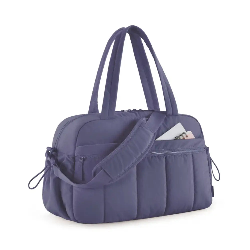 Sac à main d’école en tissu violet matelassé, parfait pour la vie scolaire