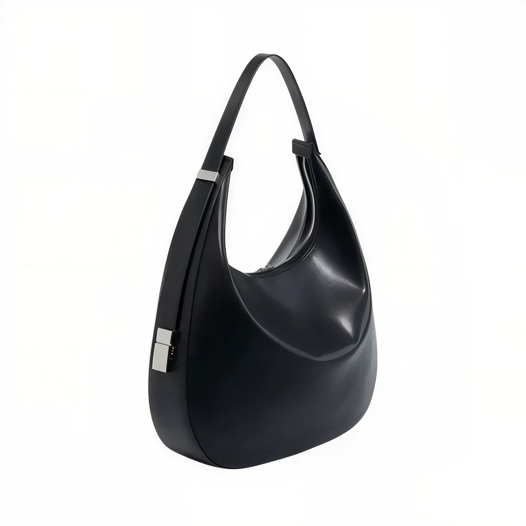 Sac à main demi lune en cuir noir pour femme, élégant et tendance Demi Lune