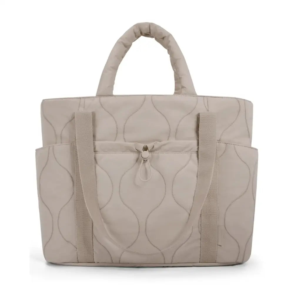 Sac à main en tissu beige matelassé gonflant Bella, sac à main élégant et pratique