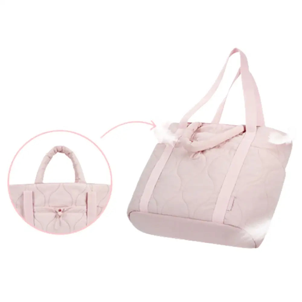 Sac à main en tissu matelassé gonflant, light pink tote bag élégant et tendance