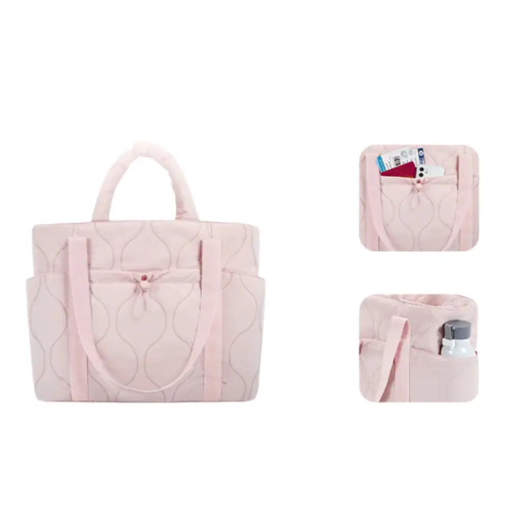Sac à main en tissu matelassé gonflant Rose, élégant sac à main en tissu