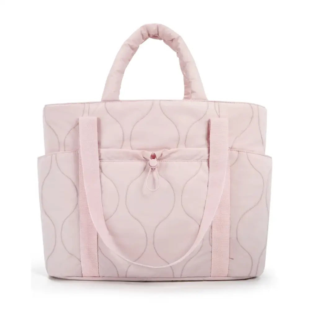 Sac à main en tissu matelassé gonflant rose, élégant sac à main feminin