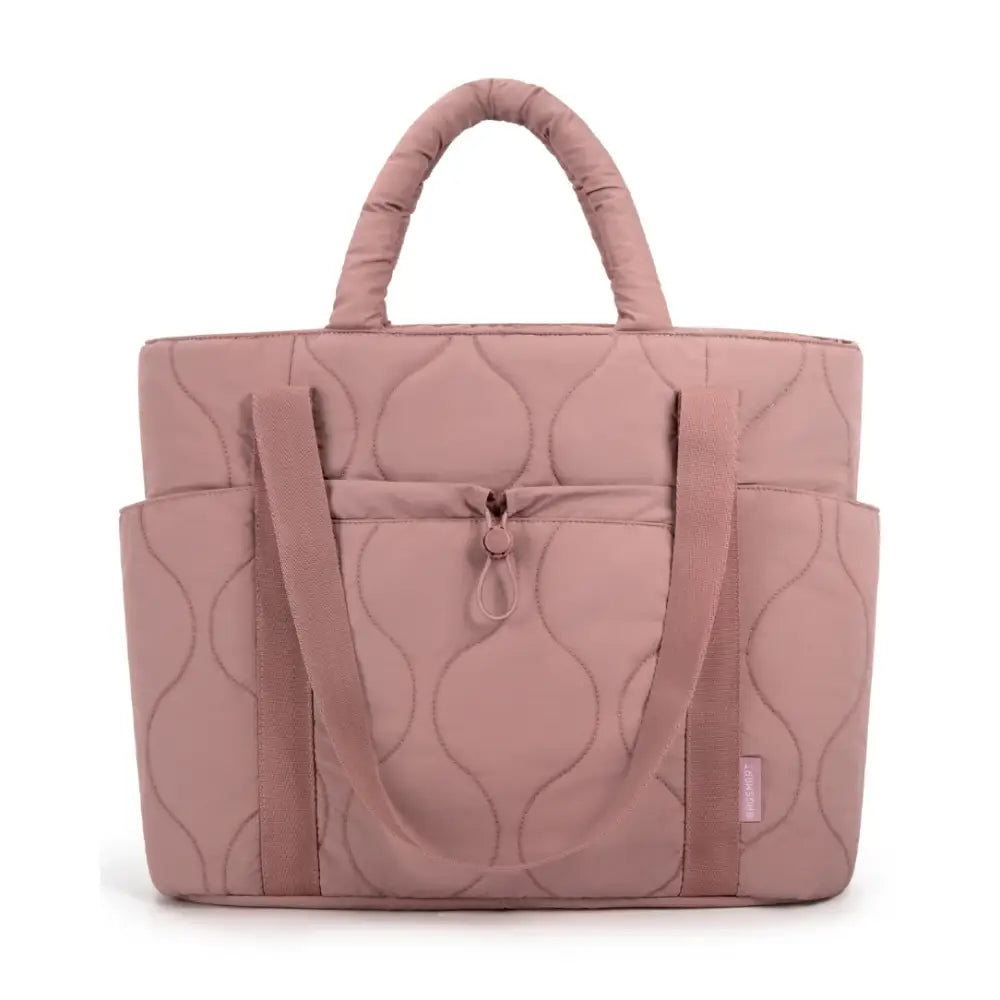 Alt text d’un sac à main en tissu matelassé gonflant rose pour Bella