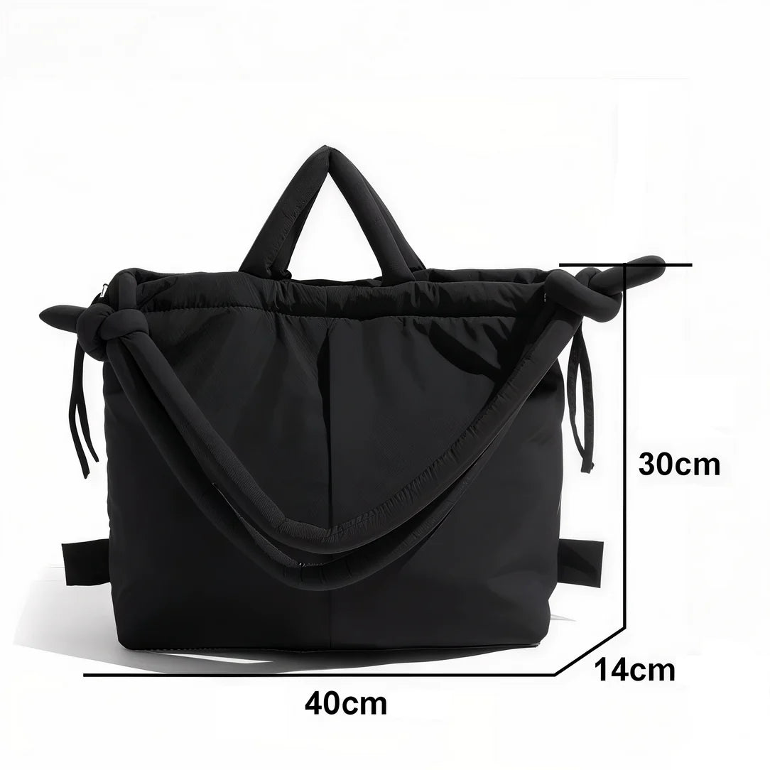 Sac à main modulaire noir avec sac à dos en bandoulière à poignées nouées