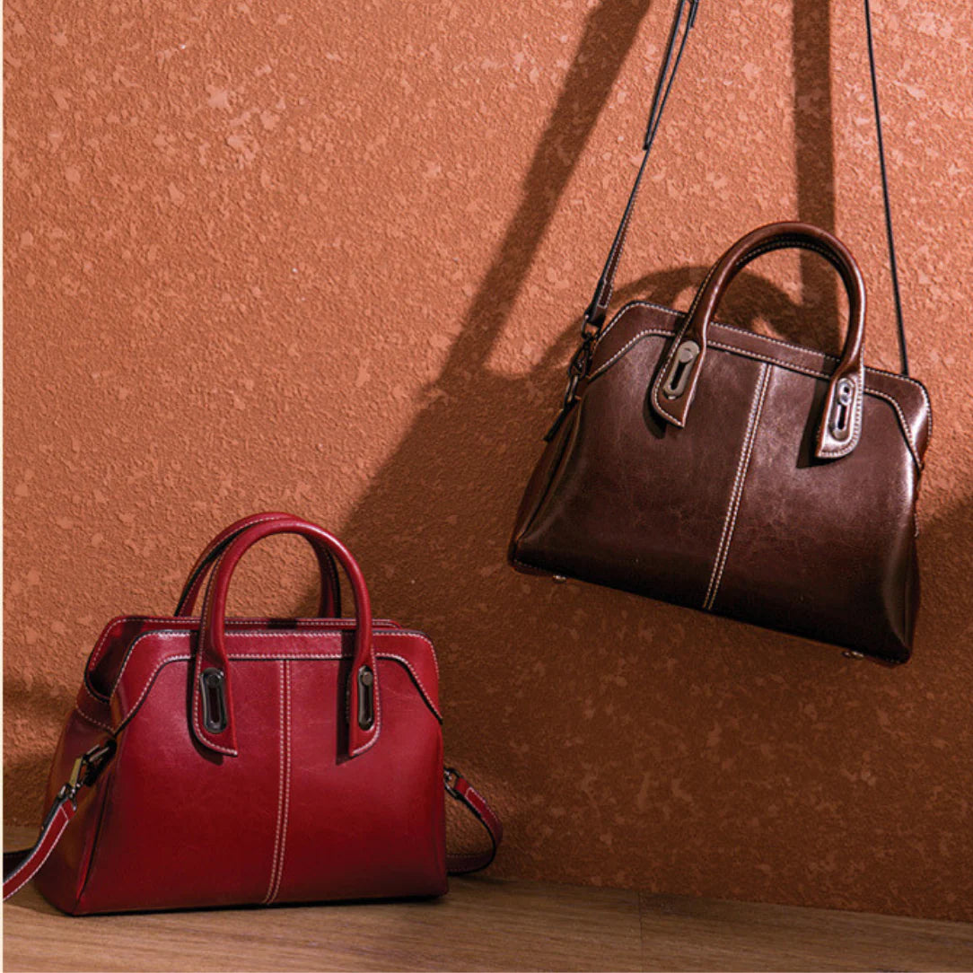 Deux sacs à main en cuir premium pour femme Elénor, élégance et style classique