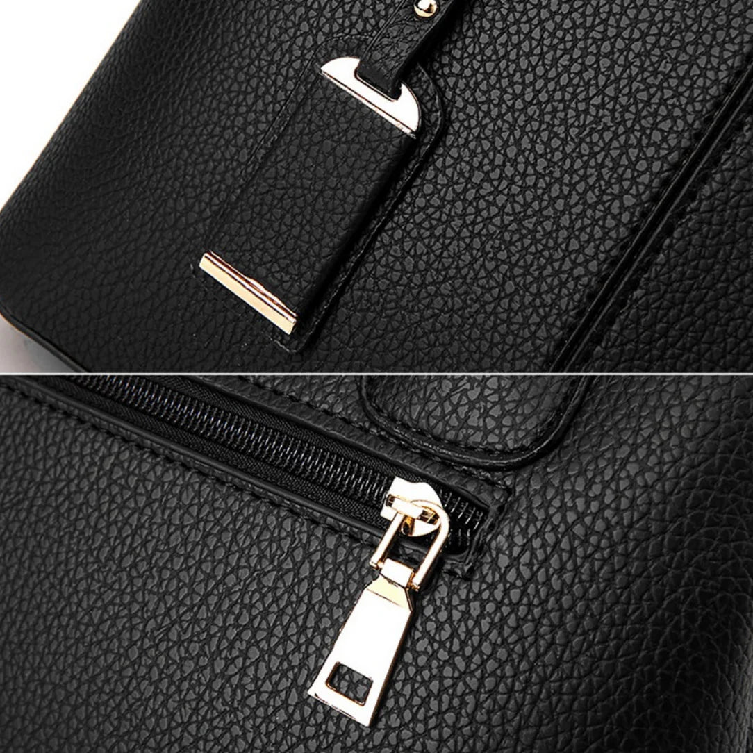Sac à main minimaliste en cuir noir avec effet cuir texturé Oxanne