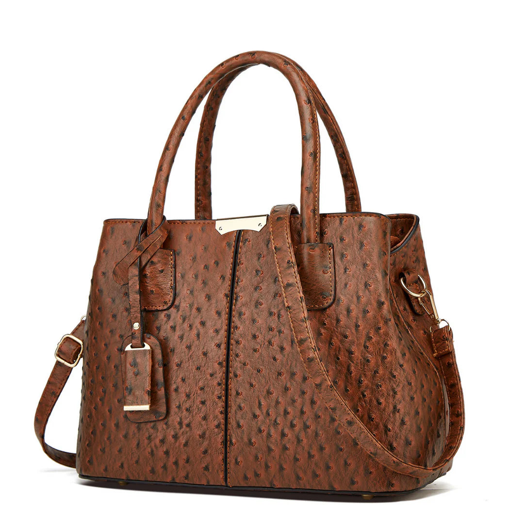 Sac à main minimaliste en cuir brun avec effet cuir et bandoulière oxanne