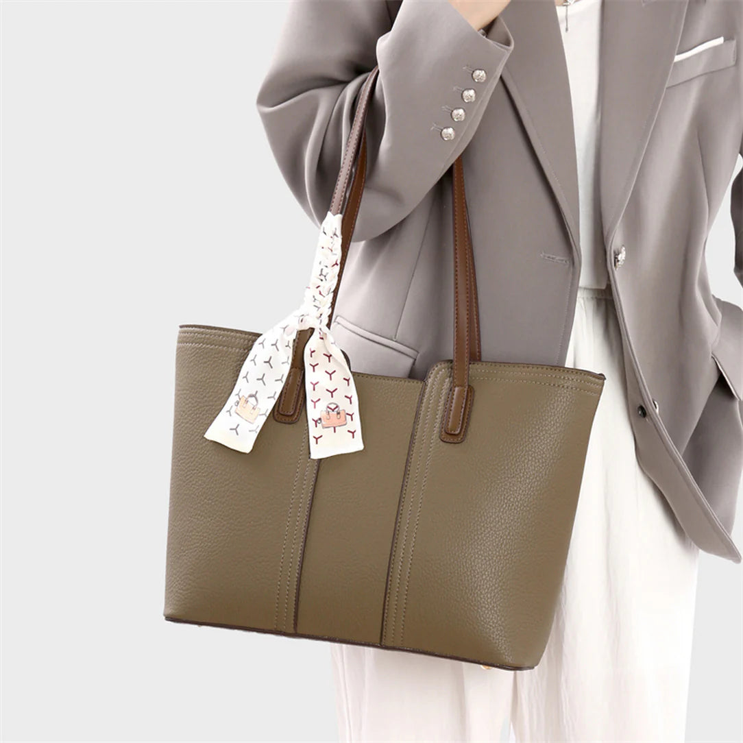 Sac à main porté épaule en cuir texturé olive-green, élégant sac à main Mereen