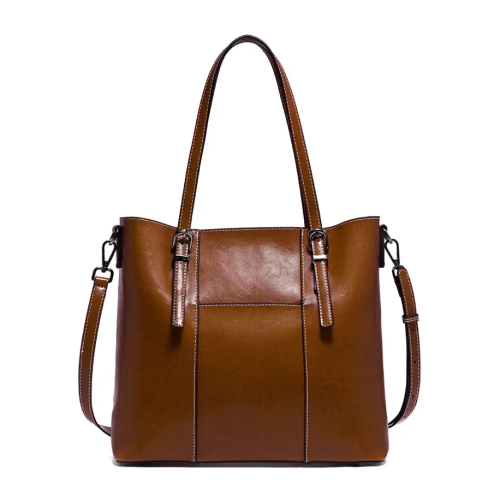 Sac à main porté épaule en cuir brun idéal pour bureau ou sorties, Eternal