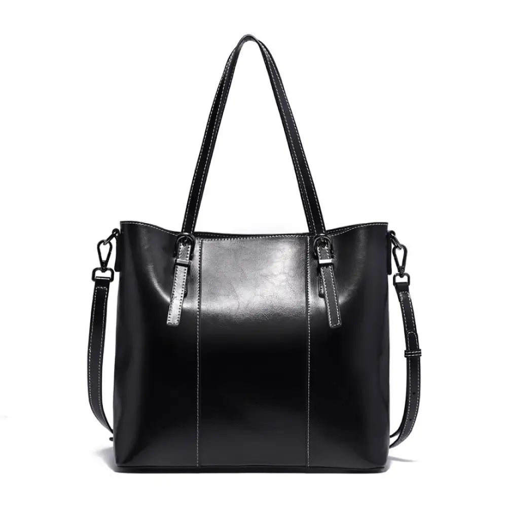 Sac à main portée épaule en cuir noir pour bureau aux sorties - Eternal