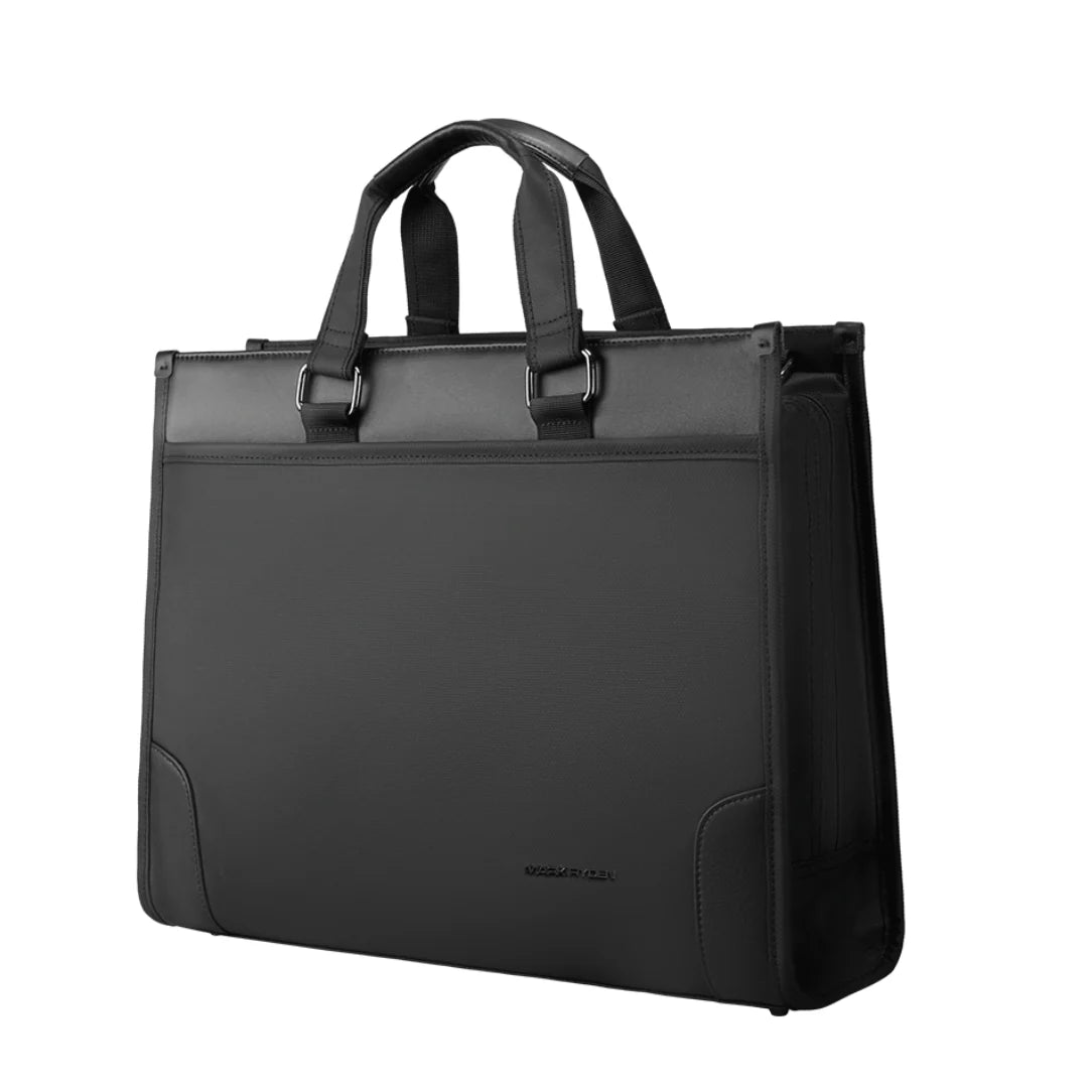 Sac à main pour homme Bresen en cuir noir avec poignées, élégant et durable