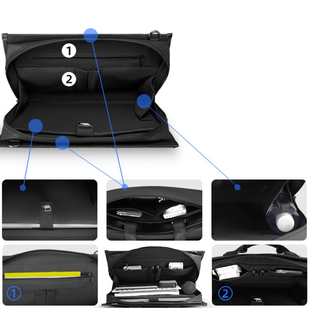 Sac à main pour homme Bresen avec compartiments, sac à main élégant et pratique