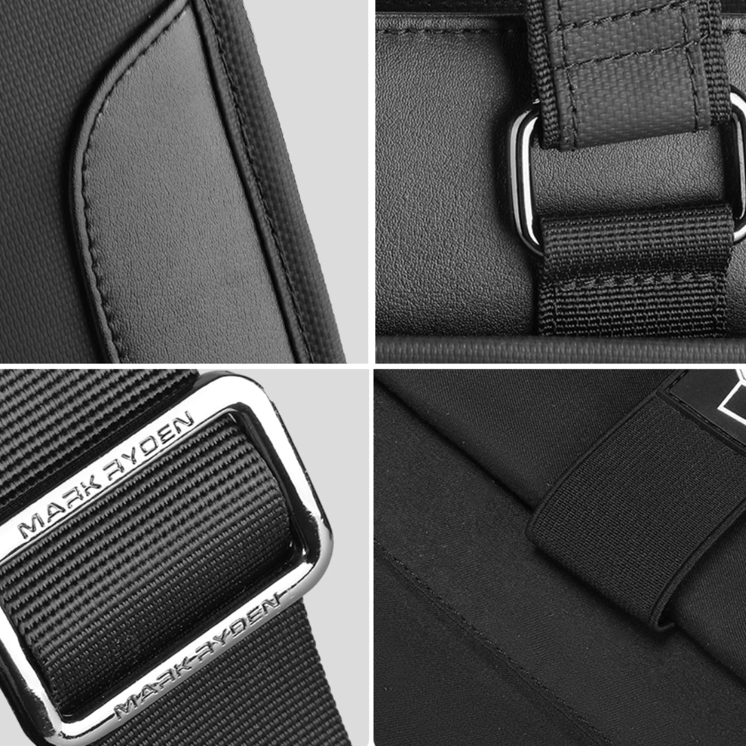 Détails du sac à main pour homme BRESEN, élégance et finition haut de gamme