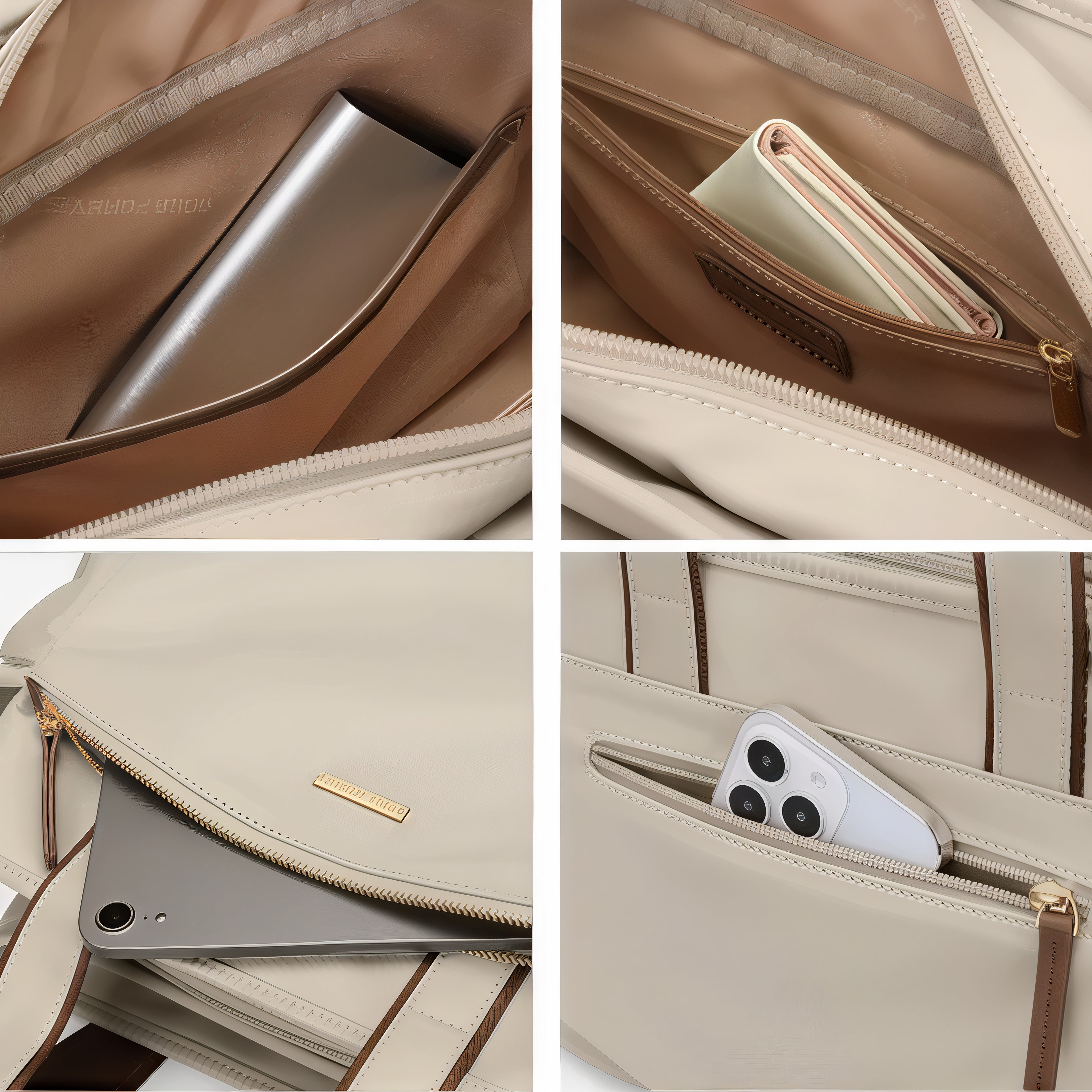 Sac à main tendance beige avec poches organisatrices pour un style élégant