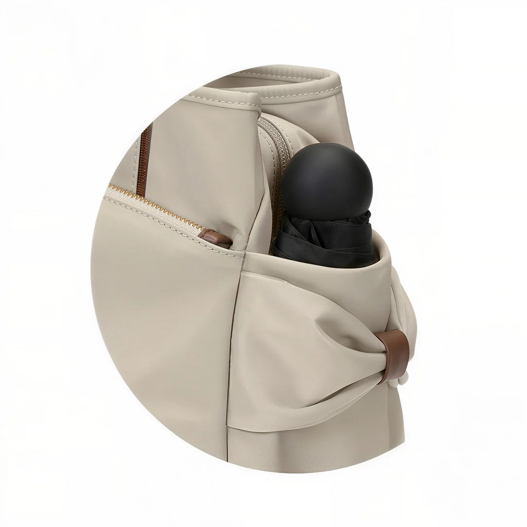 Sac à main tendance beige avec parapluie, accessoire mode élégant et pratique