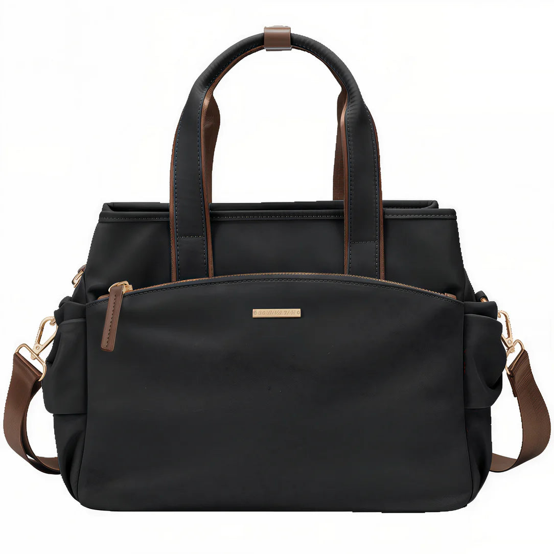 Sac à main tendance Mirel avec sac à couche noir et accents marron pour femmes