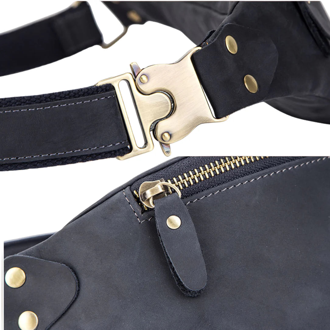 Sac banane cuir homme luxe avec hardware en métal pour un style élégant