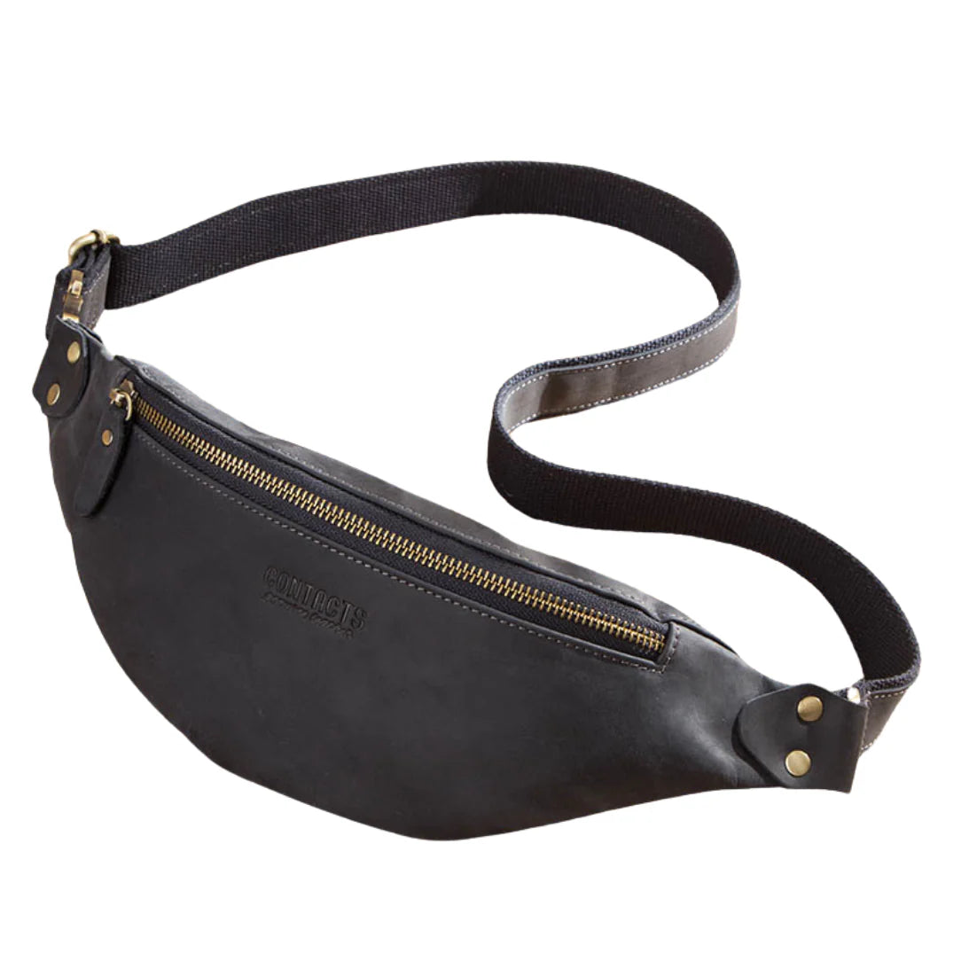 Sac banane cuir homme luxe avec fermeture éclair or pour un style sophistiqué