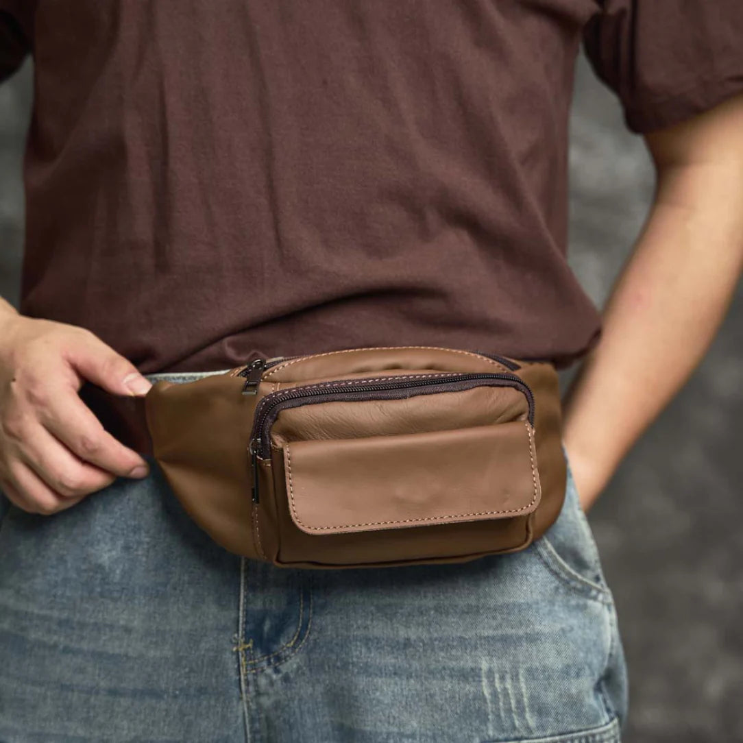 Sac banane cuir pour homme - Sac banane cuir marron, accessoire tendance et pratique