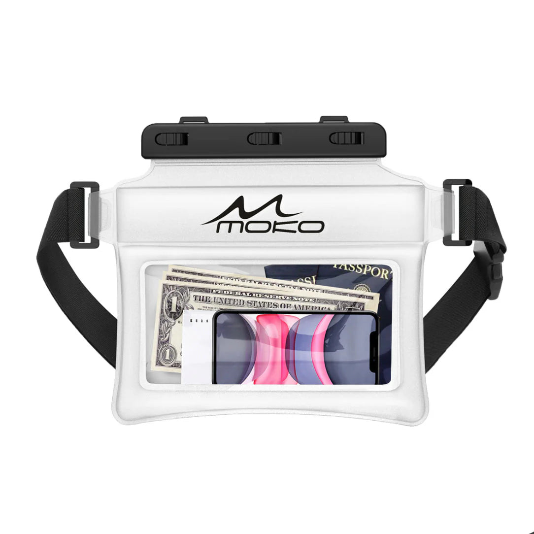 Sac banane waterproof IPX8 avec contenu, idéal pour protéger votre téléphone