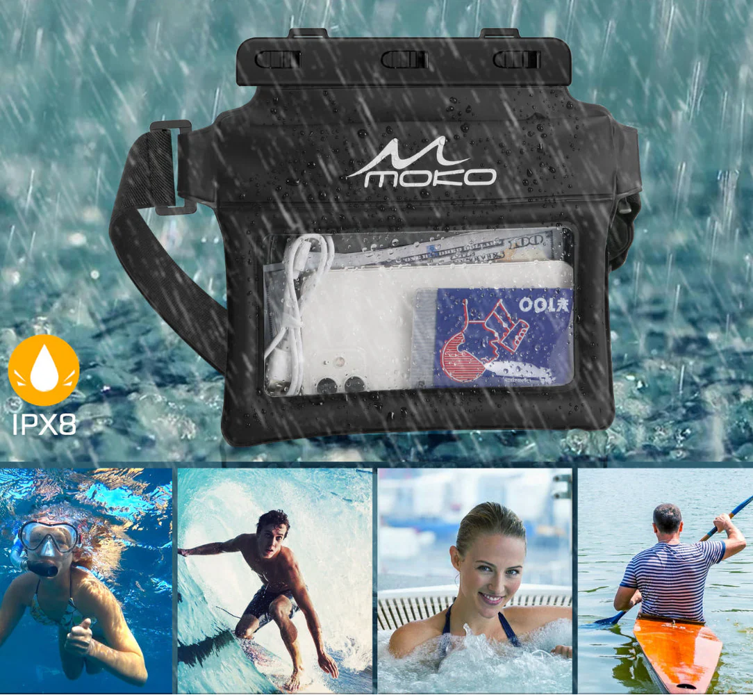 Sac banane waterproof avec fenêtre transparente idéal pour téléphone IPX8
