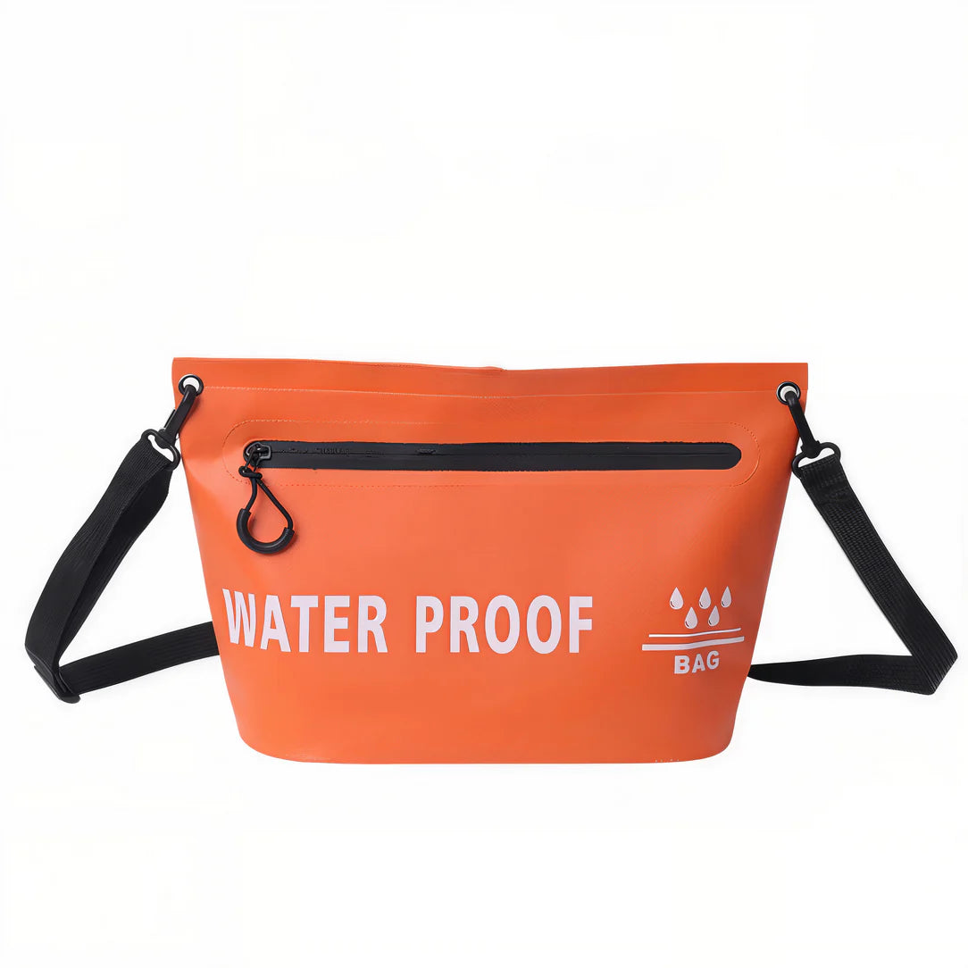 Sac banane waterproof orange avec noir strap, parfait pour la banane waterproof