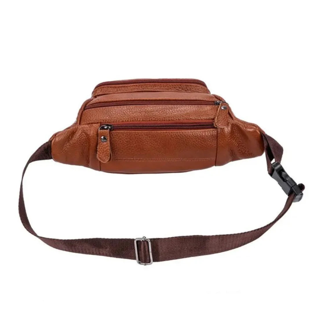 Sac banane XL cuir brun, accessoire mode robuste en matériau cuir Titan