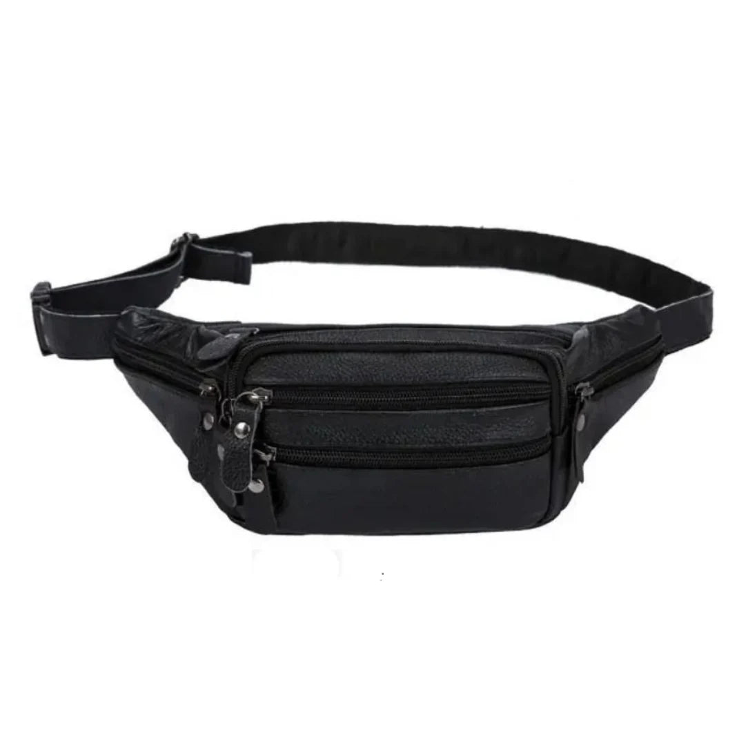 Sac banane XL cuir en cuir noir, sac banane pratique et élégant Titan