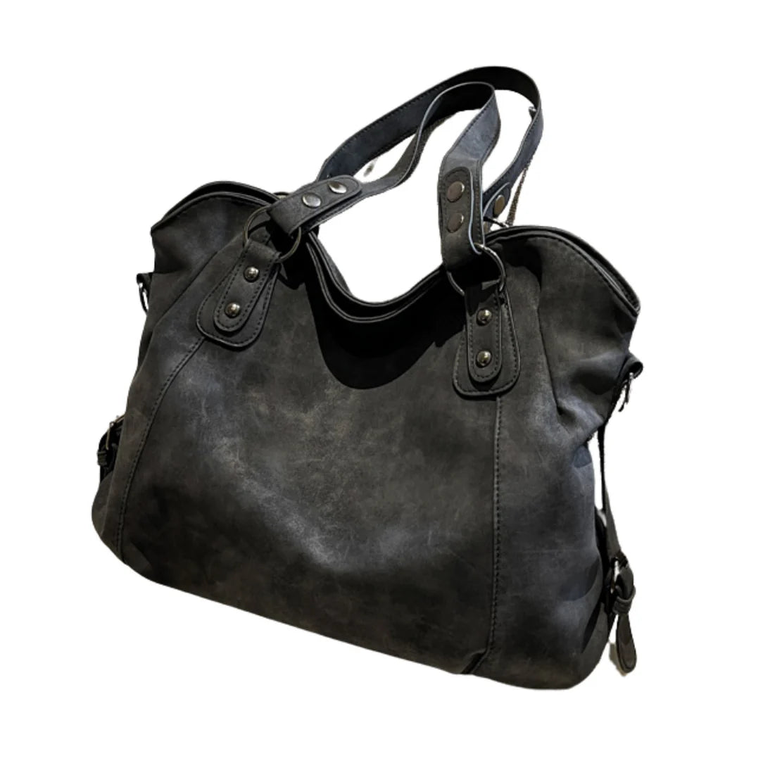 Sac bandoulière Myndra en similicuir souple gris, élégant et pratique
