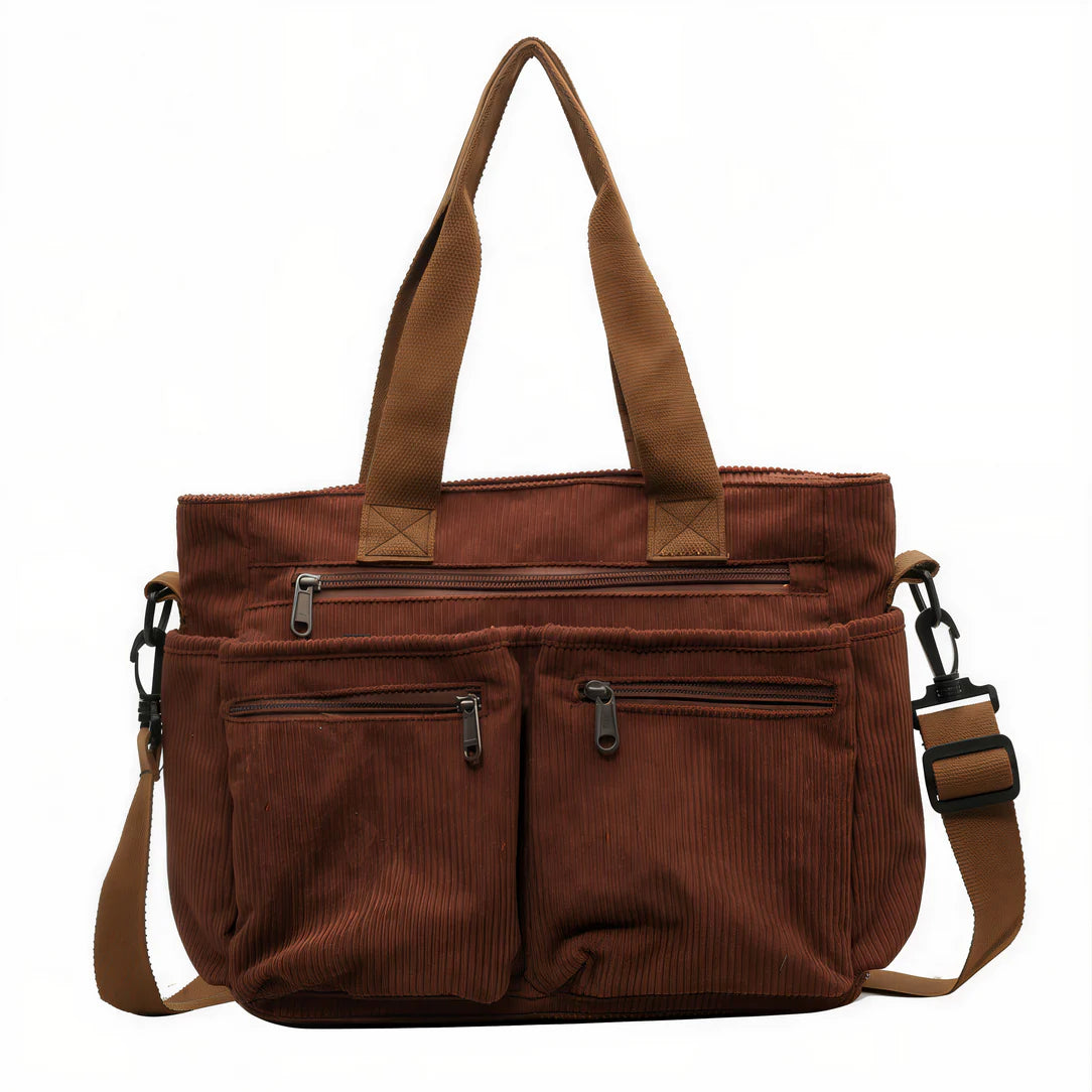Pochette/Sac Bandoulière En Velours Fleuri - Marron - Vintage - Occasion Bon État
