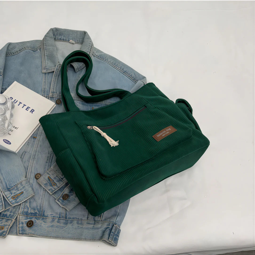 Sac besace en velours côtelé vert pour un style tendance et durable