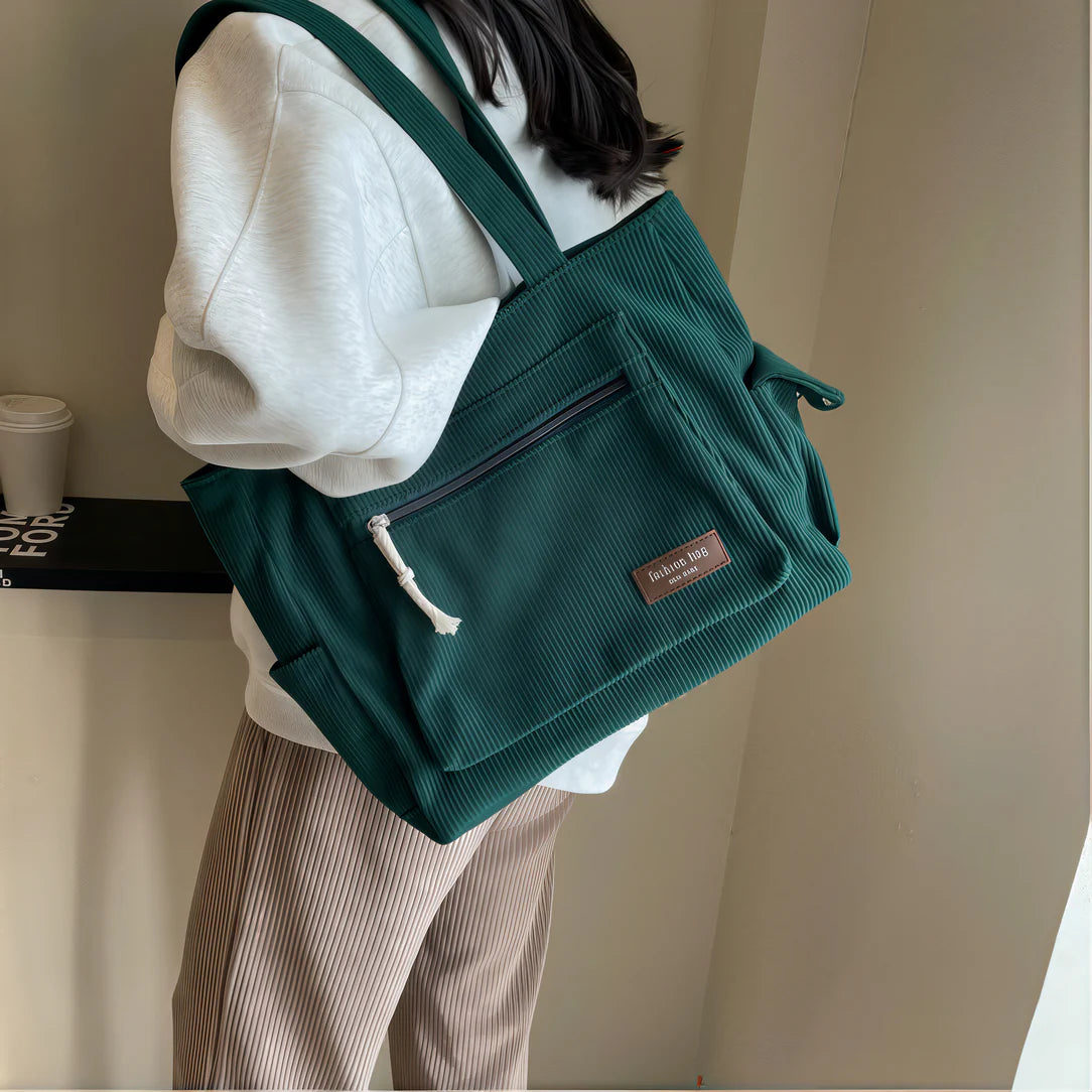 Sac besace en velours côtelé vert pour un style chic et tendance