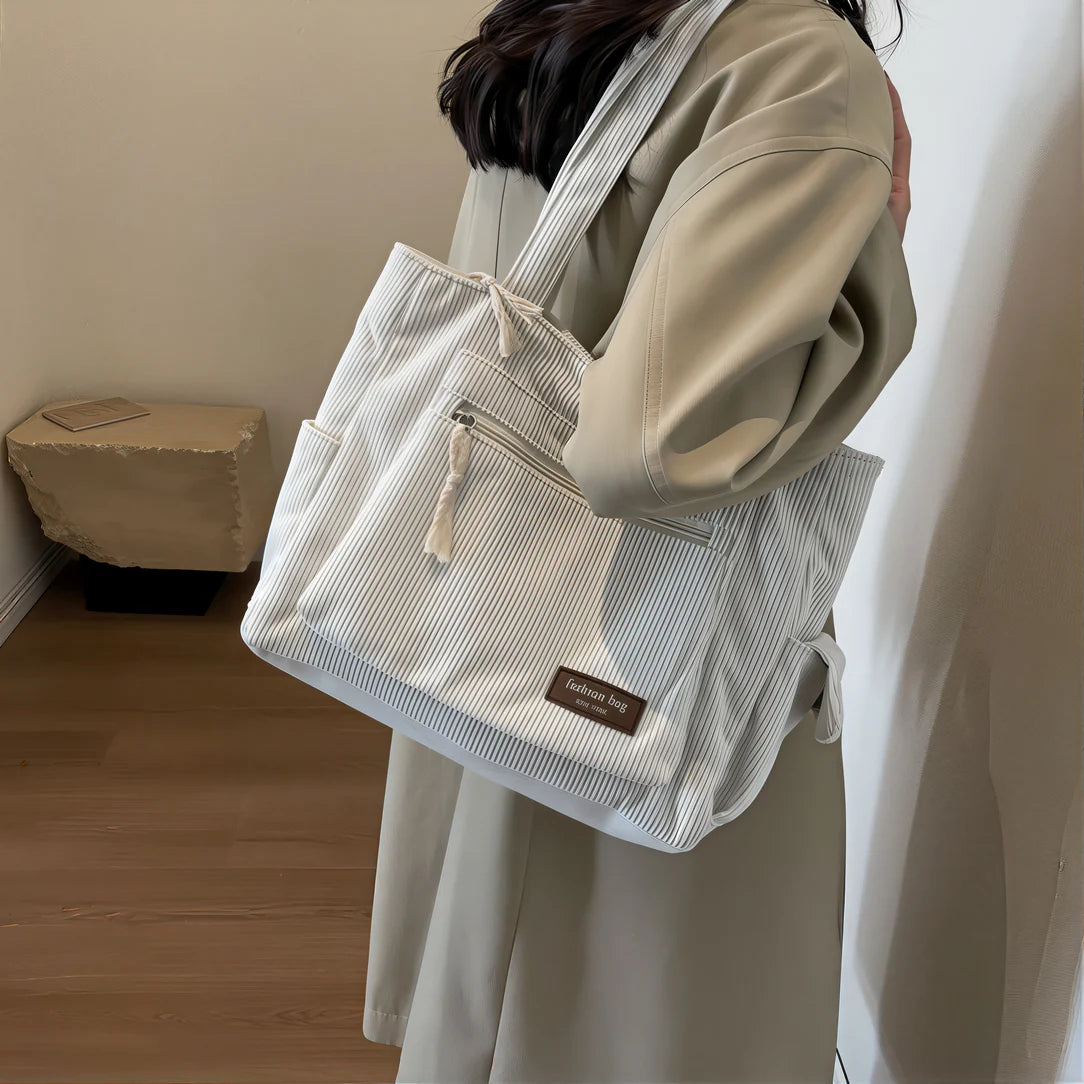 Sac besace en velours côtelé avec rayures pour un style tendance et élégant