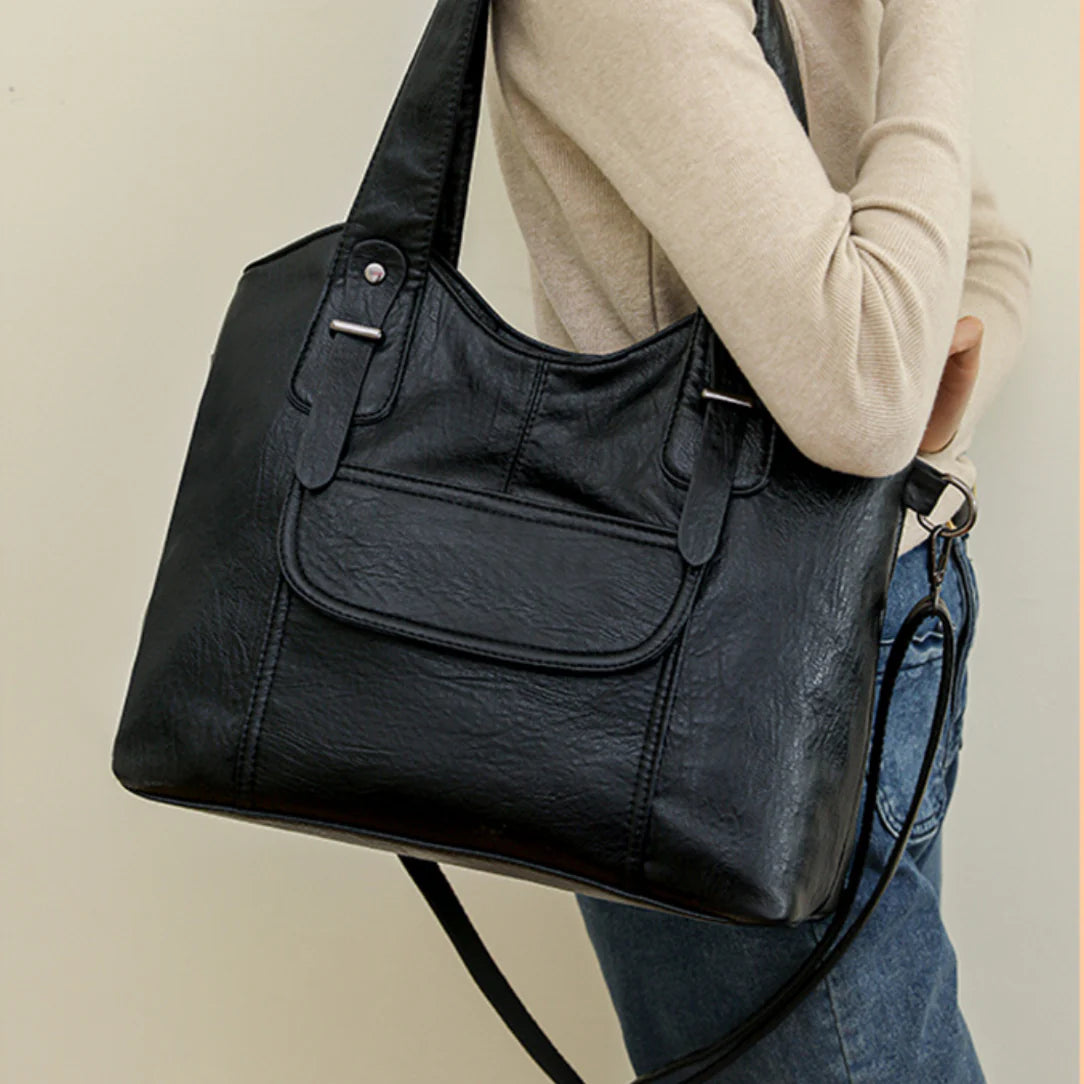 Sac cabas en cuir souple Varenzo pour port main, élégant sac en cuir souple