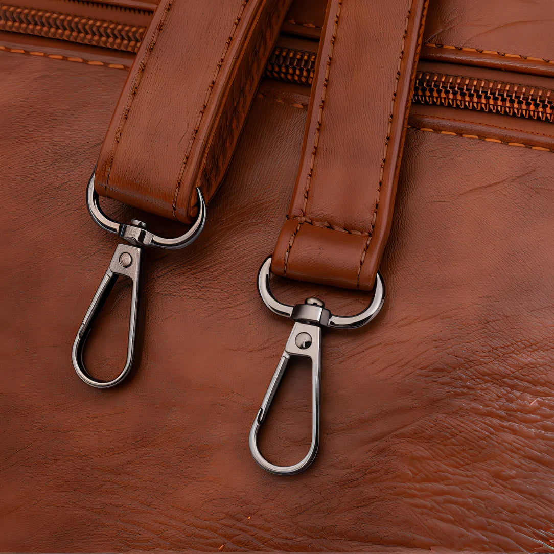 Bretelles en cuir souple pour sac cabas Varenzo avec attaches métalliques port main