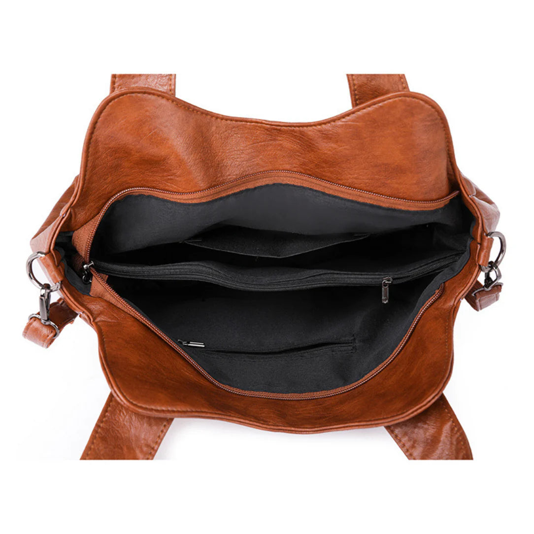 Sac cabas en cuir souple Varenzo avec port main et intérieur noir élégant