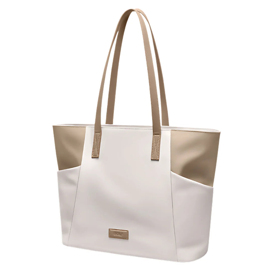 Sac cabas femme ordinateur blanc et tan, sac cabas, cabas femme moderne
