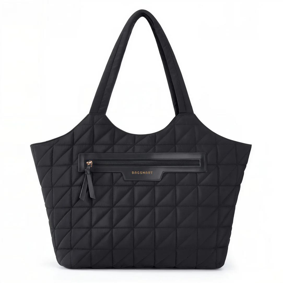 Sac cabas matelassé noir Veltic, sac cabas élégant en quilting pour femme