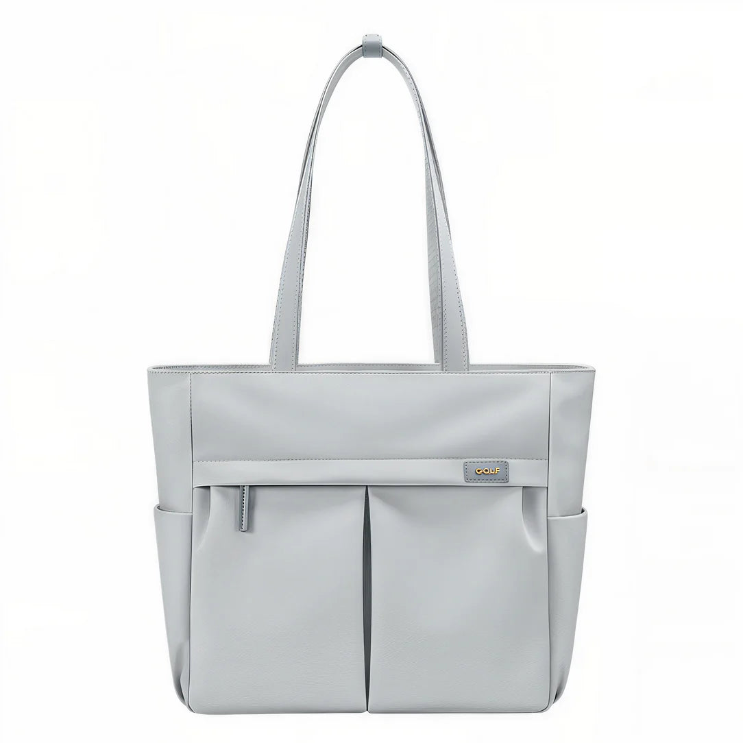 Sac cabas multipoches Vélina avec poches en gris, idéal pour un style pratique et tendance