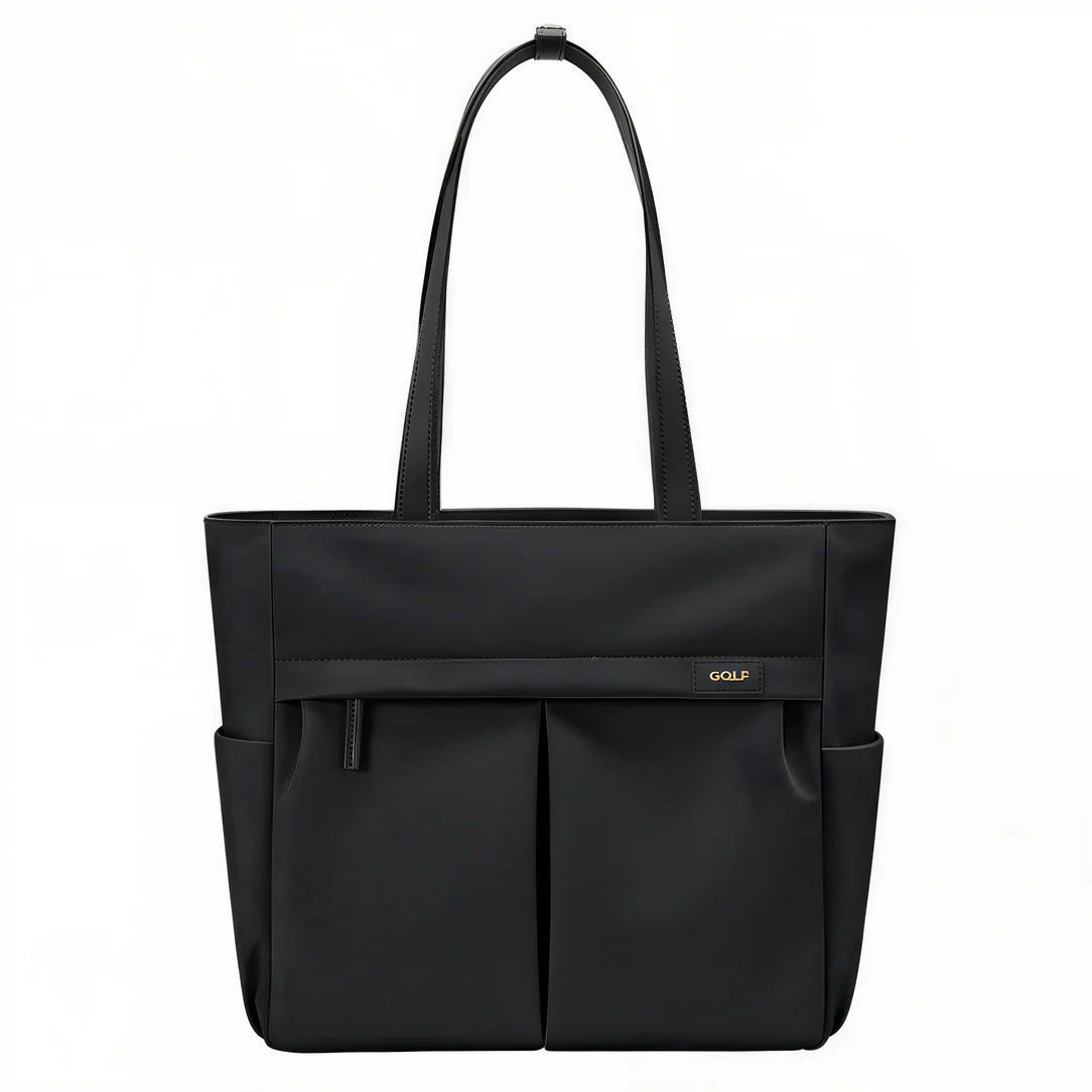 Sac cabas multipoches Vélina en cuir noir, sac cabas pratique et élégant