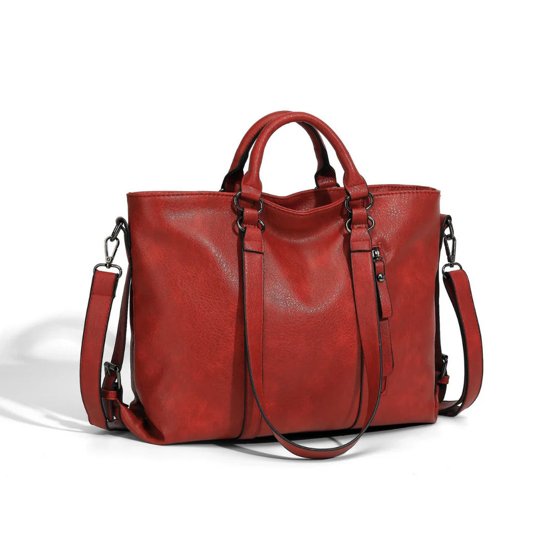 Sac cabas en simili cuir rouge avec bandoulière, Sac cabas simili Volantis