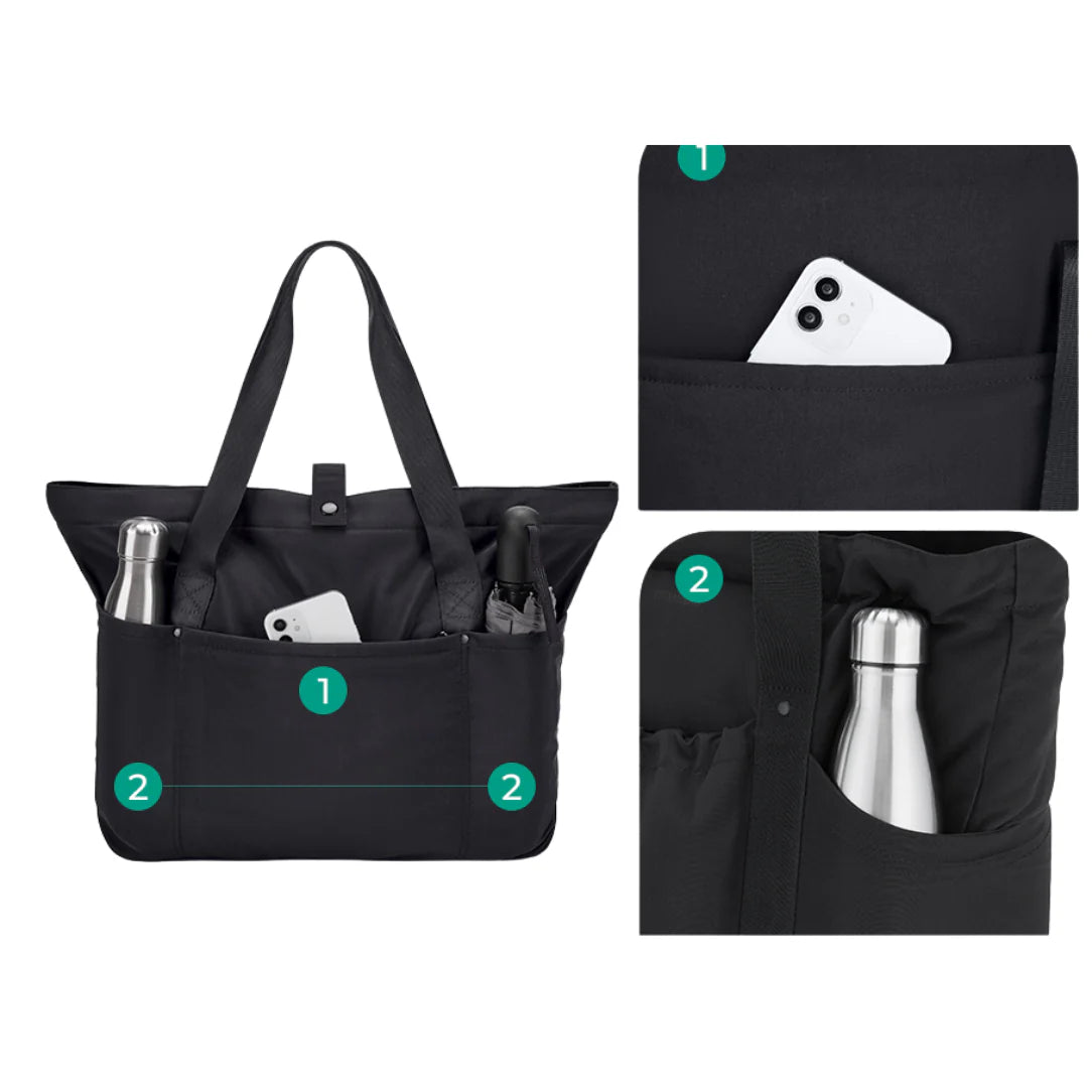 Sac cabas tissu grand format pliable avec poches, idéal pour un sac cabas tendance