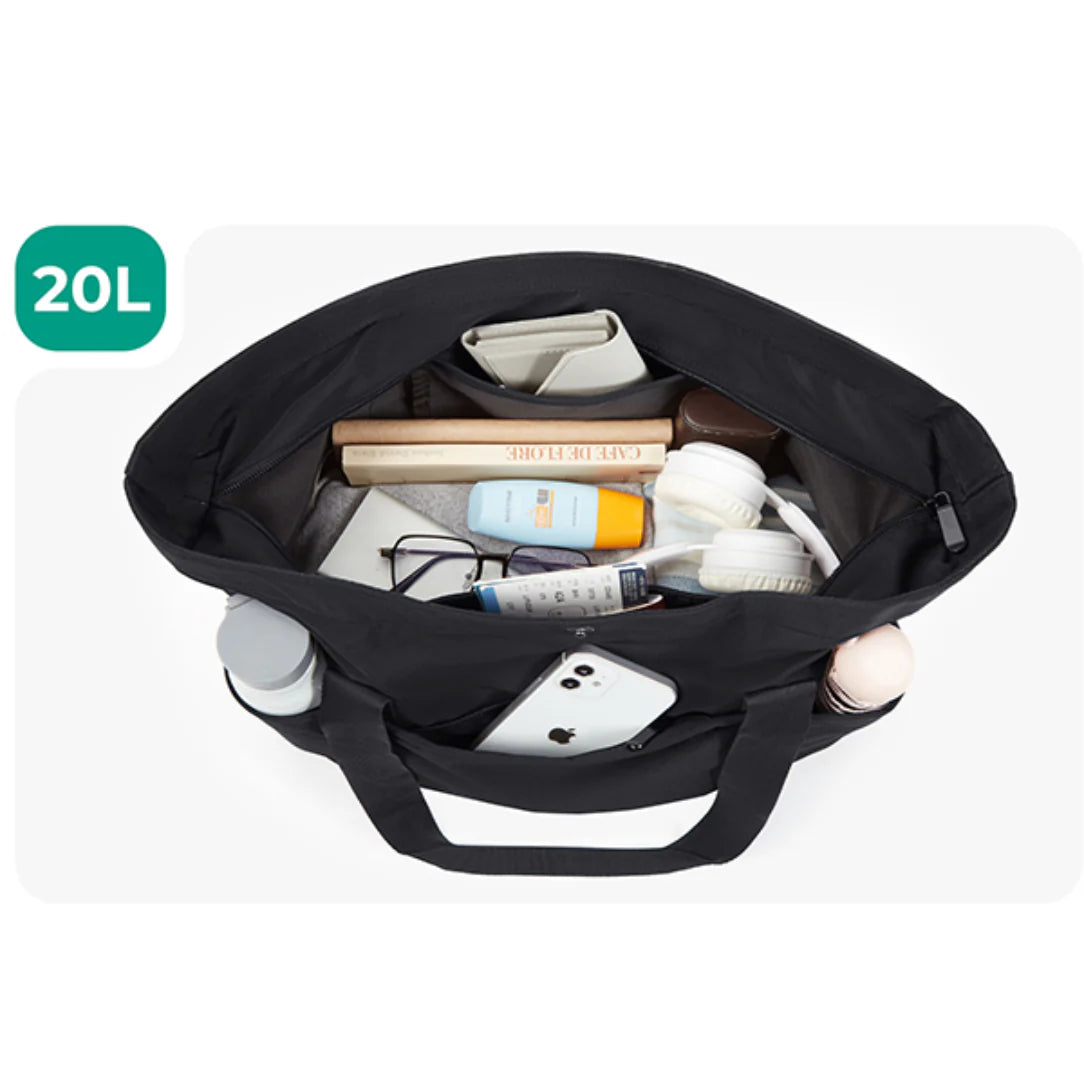 Sac cabas tissu pliable ouvert, grand format idéal pour shopping et voyages