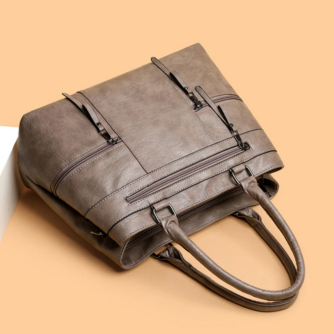 Sac de cour en cuir Vander avec grand sac en simili cuir gris élégant