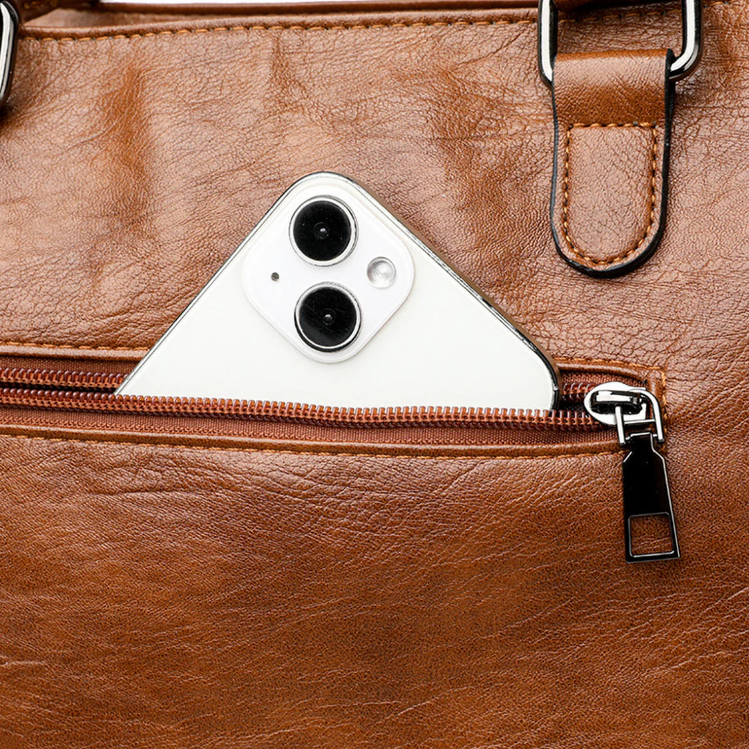 Sac de cour en cuir Vander avec téléphone, élégante sac en cuir et simili cuir