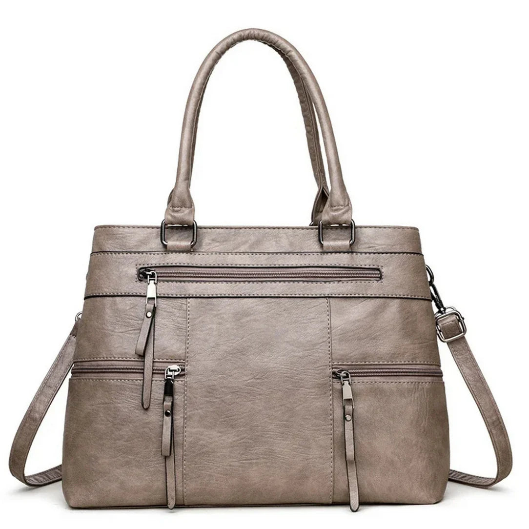 Sac de cour en cuir Vander en simili cuir gris avec multiples poches zippées