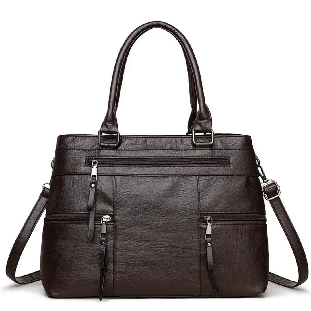 Sac de cour en cuir Vander avec multiple poches zip, élégant cuir Vander et simili cuir