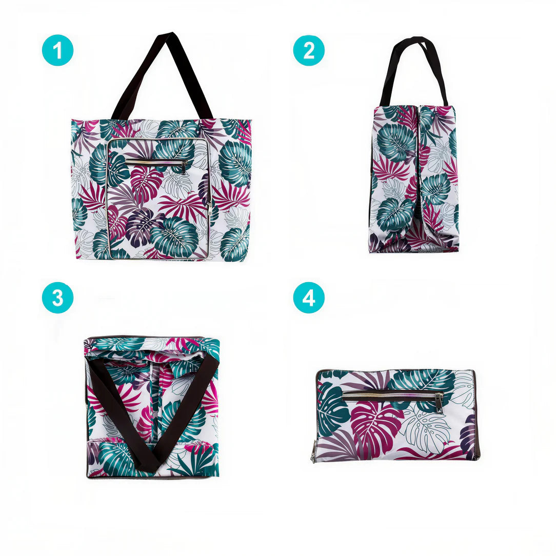 Sac de plage à motif imprimé Tropèze avec sac pliable floral pour vacances ou plage